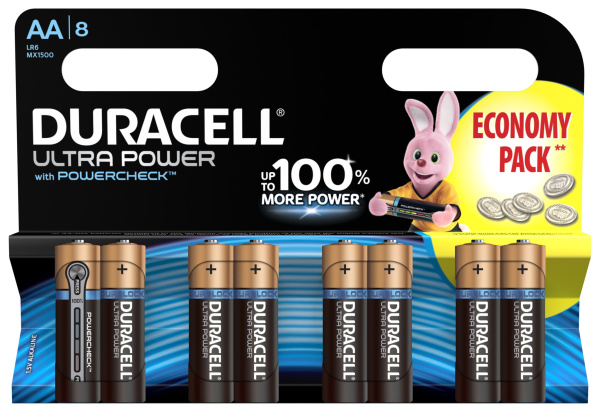 Duracell 5005820 Алкалиновая батарейка типа AA / LR6 / MN 1500" LR6-8BL Ultra Power Б0038763