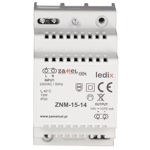 Zamel Блок питания LED 14V DC 15W на DIN-рейку ZNM-15-14