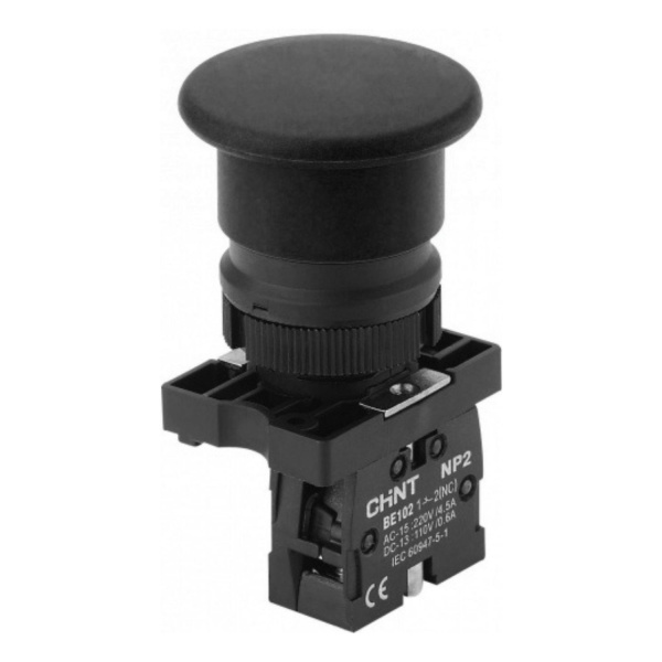 CHINT Кнопка управления "Грибок" Φ40мм самовозв. NP2-EC12 без подсветки, белая 1НЗ, IP40 (R)