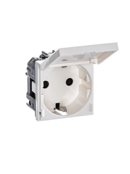 Купить ABB NIE Zenit Бел Розетка с/з с защитными шторками с крышкой 2 мод 2CLA228810N1101