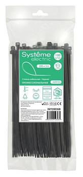 Systeme Electric Стяжка кабельная 200х3.6 Чёрная (100шт)