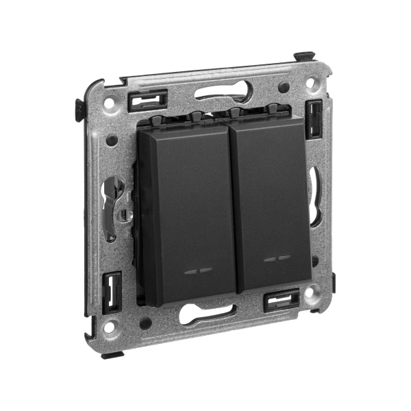 Купить DKC Кнопка двухклавишная в стену, "Avanti", "Черный матовый"