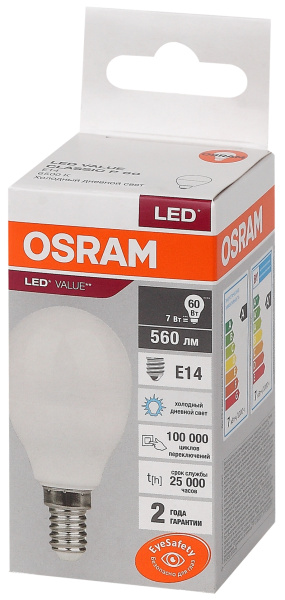 Купить Osram LVCLP60 7SW/865 230V E14 10X1 4058075579682