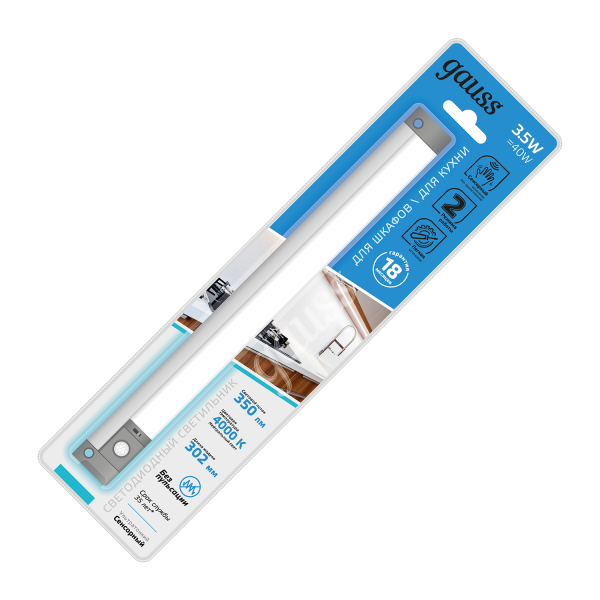 Купить Gauss Светильник сенсорный модель E 3,5W 350lm 4000K 170-260V 300mm PIR 9024531235
