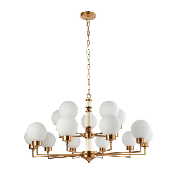 Купить Favourite 2670-15P подвесная люстра Каркас цвета античной латуни, плафоны из матового стекла