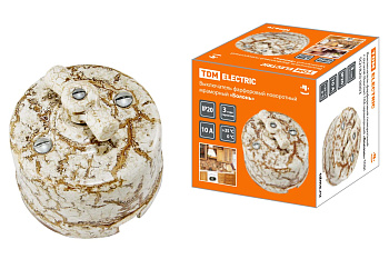 TDM Выключатель фарфоровый поворотный с ручкой (бантик) 10А мраморный «Болонь» SQ1820-0003