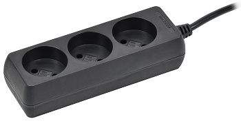 IEK Удлинитель У3 3 места б/з 1,5м 2х0,75мм2 10А 250В чер.