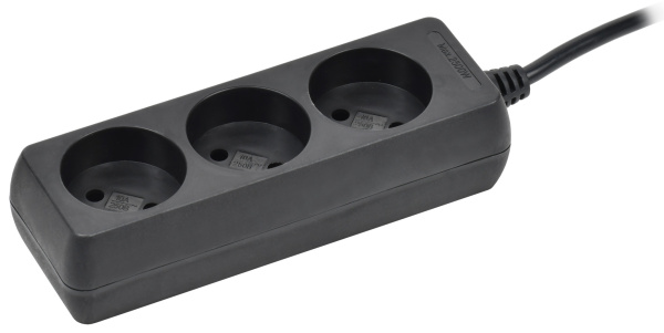 IEK Удлинитель У3 3 места б/з 3м 2х0,75мм2 10А 250В чер.