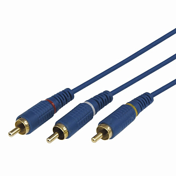 Шнур 3х3 RCA 1.5М синий gold Rexant 17-0202-1