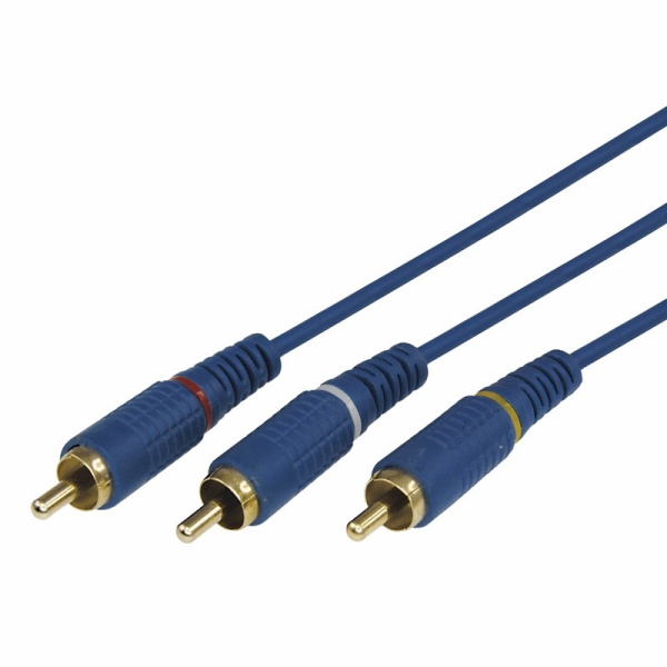 Шнур 3х3 RCA 1.5М синий gold Rexant 17-0202-1