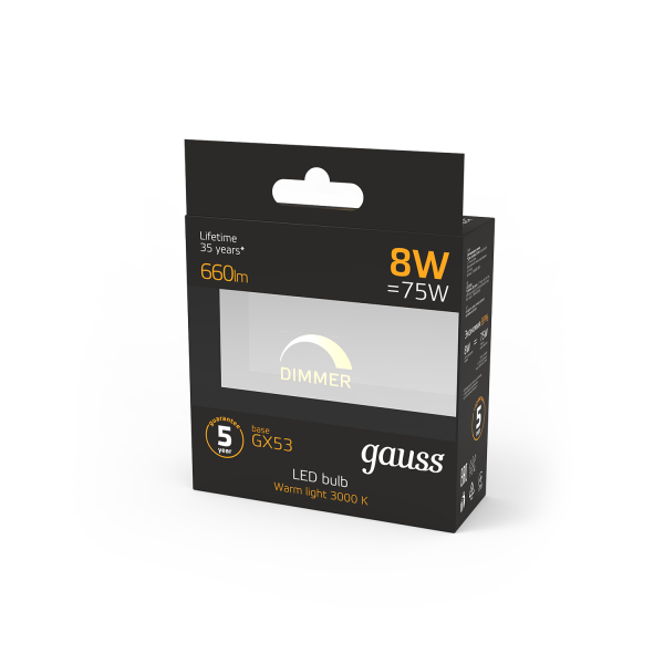 Купить Gauss Лампа GX53 8W 660lm 3000K диммируемая LED 108408108-D