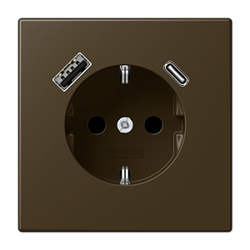 JUNG SCHUKO Латунь Antik Розетка с USB-зарядным устройством, тип A + тип С; термопласт ME1520-15CAAT-L