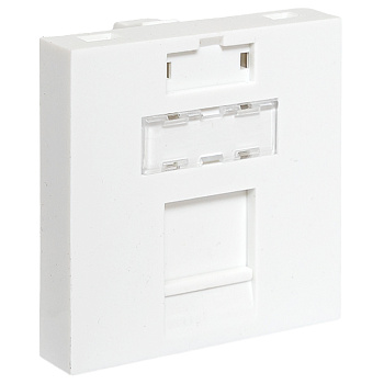 EKF TeraLINK PRO Вставка розеточная TeraLINK PRO 45x45мм формат Mosaic на 1 модуль Keystone со шторкой и маркером белая