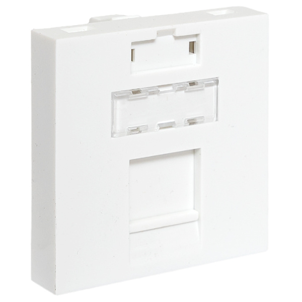 EKF TeraLINK PRO Вставка розеточная TeraLINK PRO 45x45мм формат Mosaic на 1 модуль Keystone со шторкой и маркером белая