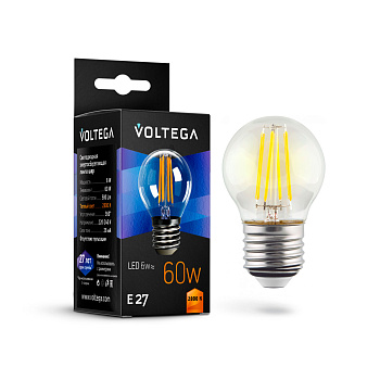 Voltega VG10-G1E27warm6W-F Шар Е27 2800К 6W 7023