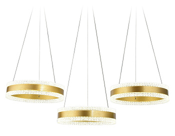 Ambrella Светильник светодиодный подвесной управляемый FA6208/3 GD золото 122W 3000K+6400K/3000K/6400K/4200K+4200K 840*300*750 (ПДУ РАДИО 2.4G)