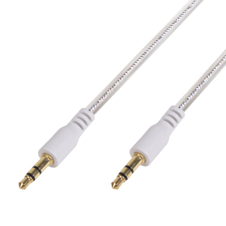 Аудио кабель AUX 3.5 мм гелевый 1M белый Rexant 18-4083