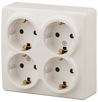 ЭРА 11-2211-02 Эксперт Сл.кость Розетка 4-ая с/з со шт ОУ