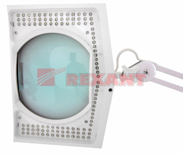 Купить Лупа на струбцине квадратная 5D с подсветкой 108LED, белая Rexant 31-0513