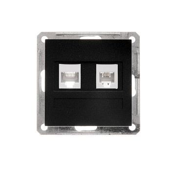 Systeme Electric Wessen 59 Черный бархат Розетка 2-ая ТЛФ + компьютерная 5е (RJ11+RJ45)