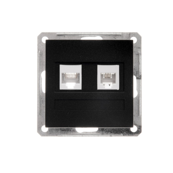 Systeme Electric Wessen 59 Черный бархат Розетка 2-ая ТЛФ + компьютерная 5е (RJ11+RJ45)