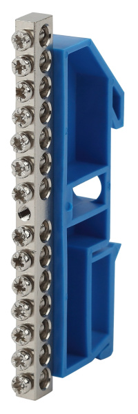 ЭРА NO-222-88-1 Синий Шина N "Ноль" на DIN-изол ШНИ-6х9-14 никелированная Д