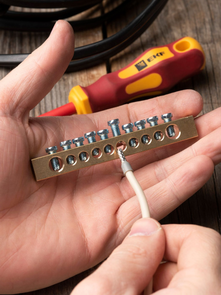 Купить EKF PROxima Шина PEN "ноль-земля" (8х12мм) 10 отверстий латунь крепеж по краям