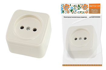 TDM Розетка 2П открытой установки IP20 10А, сл. кость "Дача" Народная SQ1824-0020