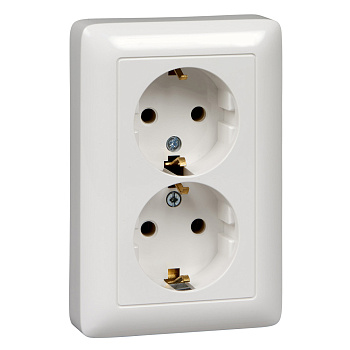 Systeme Electric Wessen ХИТ внутр Бел Розетка 2-ая с/з без шторок, 16А, 250В
