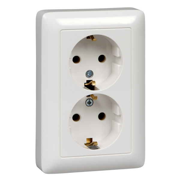 Systeme Electric Wessen ХИТ внутр Бел Розетка 2-ая с/з без шторок, 16А, 250В