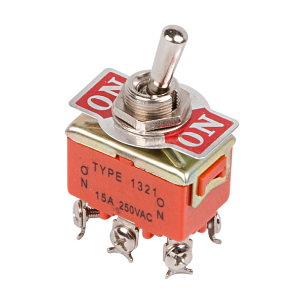 Тумблер 250V 15А (6c) ON-ON двухполюсный Rexant 36-4131