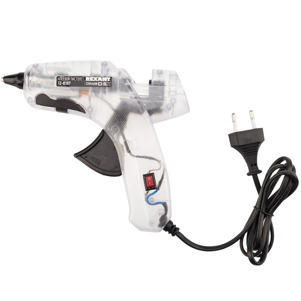 Пистолет клеевой 60Вт Ø11мм ПРОЗРАЧНЫЙ (блистер) Rexant 12-0107