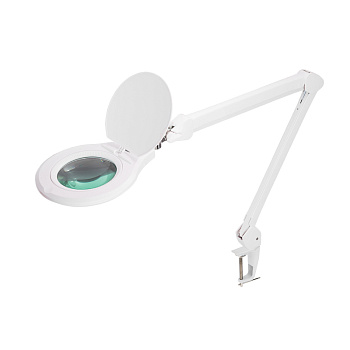 Лупа на струбцине круглая 5D с подсветкой 60LED, регулятор яркости, белая Rexant 31-0532