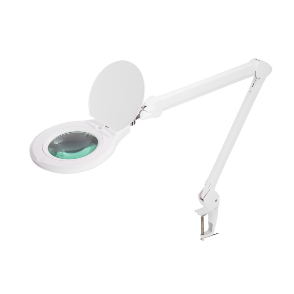 Лупа на струбцине круглая 5D с подсветкой 60LED, регулятор яркости, белая Rexant 31-0532