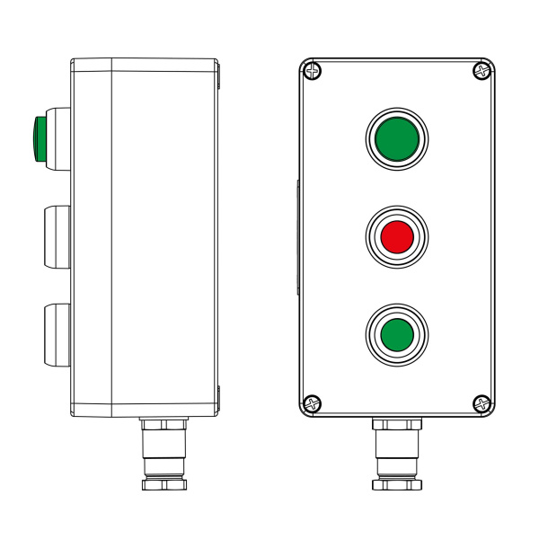 DKC Взрывозащищенный пост управления из полиэстера CPE-P-04-(1xLG(250)-1xP1R(11)-1xP1G(11))-1xKH2MHK(C)1Ex d e IIC Т5 Gb / Ex tb IIIC T95°C Db IP66/КЗ
