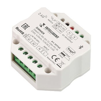 INTELLIGENT ARLIGHT Диммер SMART-0-10V-301-72-DIM-PD-IN (230V, 1x20mA, TUYA BLE, 2.4G) (IARL, IP20 Пластик, 5 лет) 037345