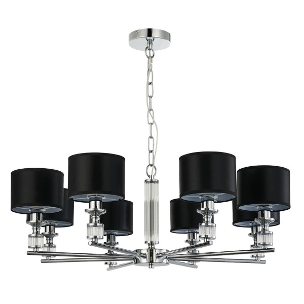 Купить Favourite 2674-8P подвесная люстра Каркас цвета хром, плафоны из серой ткани, декоративные элементы из прозрачного стекла