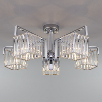 Eurosvet 10126/5 Светильник потолочный хром/прозрачный хрусталь Strotskis a054449