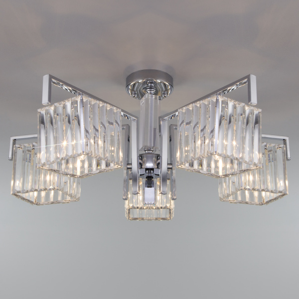 Eurosvet 10126/5 Светильник потолочный хром/прозрачный хрусталь Strotskis a054449