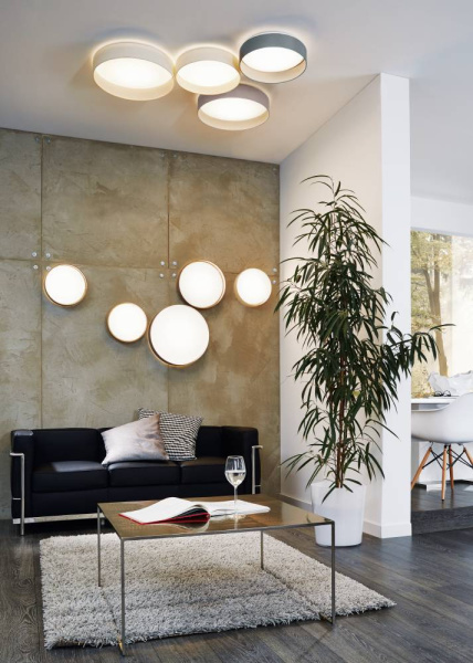 Купить Eglo Светодиодная люстра PALOMARO, 13,3W (LED), Ø320, пластик/текстиль серо-коричневый 93949