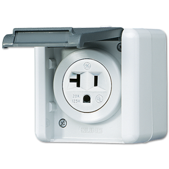 JUNG USA-стандарт NEMA, 2 полюса + заземление, 20А 125V~ для накладного монтажа 821-20USW