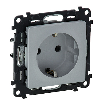 Legrand Valena LIFE DIY Алюм Розетка 1-ая с/з, с защитными шторками, винт.зажим 753624