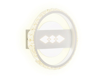 Ambrella Настенный светодиодный светильник с хрусталем FA221 WH белый LED 6400K+3000K 24W D200*40
