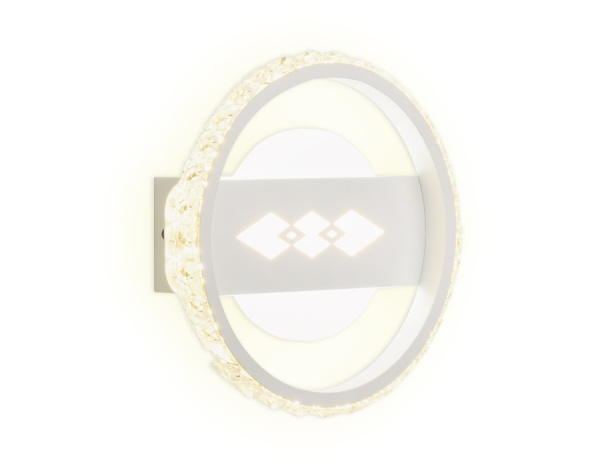 Ambrella Настенный светодиодный светильник с хрусталем FA221 WH белый LED 6400K+3000K 24W D200*40