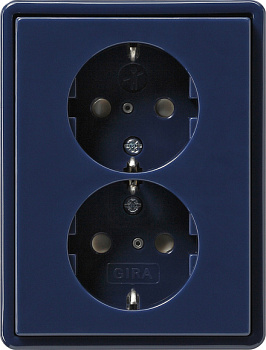 Gira S-Color Синий Розетка 2-ая с/з, с установочной рамкой 078346
