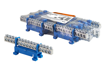 TDM Шина "N" нулевая с изолятором на DIN-рейку 6x9мм стойка мал. 15 групп никелированная SQ0801-0324