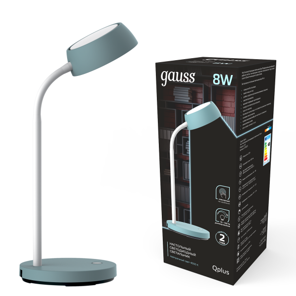 Купить Gauss Светильник настольный Qplus модель GTL602 8W 600lm 4000K 170-265V бирюзовый диммируемый LED 1/8 GT6023