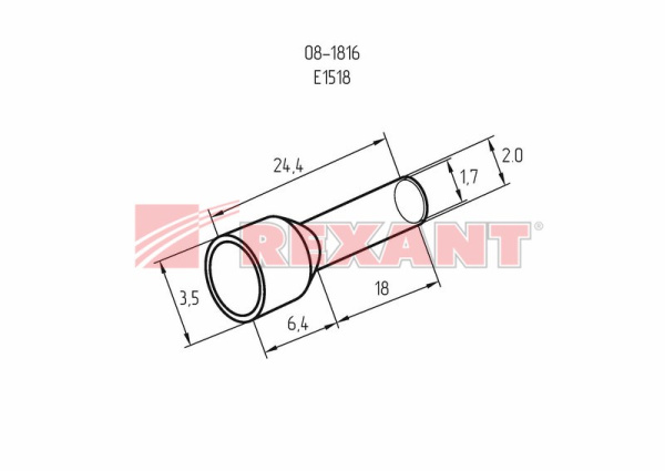 Купить Наконечник штыревой втулочный изолированный F-18мм 1.5мм² (НШВи 1.5-18) черный Rexant 08-1816