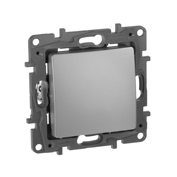 Купить Legrand Etika Алюминий Выключатель 1-клавишный, автоматические клеммы, 10AX, 250 В 672401