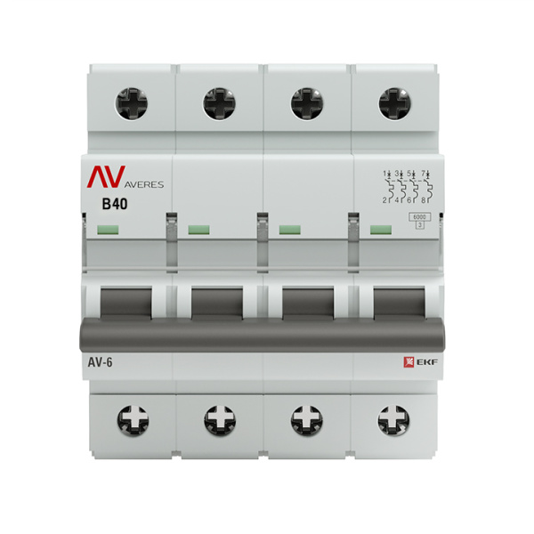 Купить EKF Averes AV-6 Автоматический выключатель (B) 4P 40А 6kA mcb6-4-40B-av